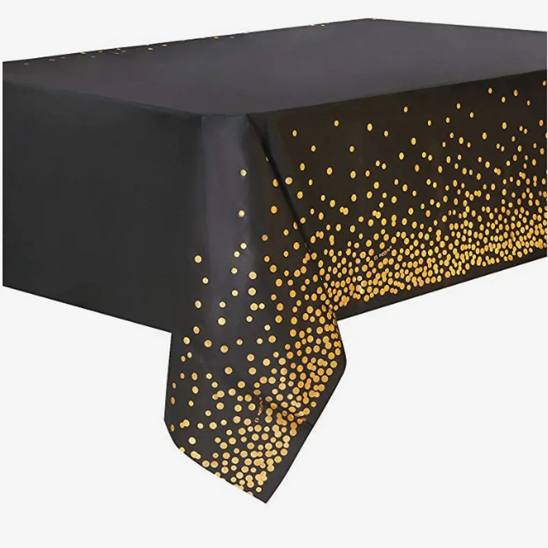 Bronzing Tablecloth with Dots, Disposable Table Cover, Blue Pink, Black Gold, Wedding and Birthday Banquet, Decoration Supplies