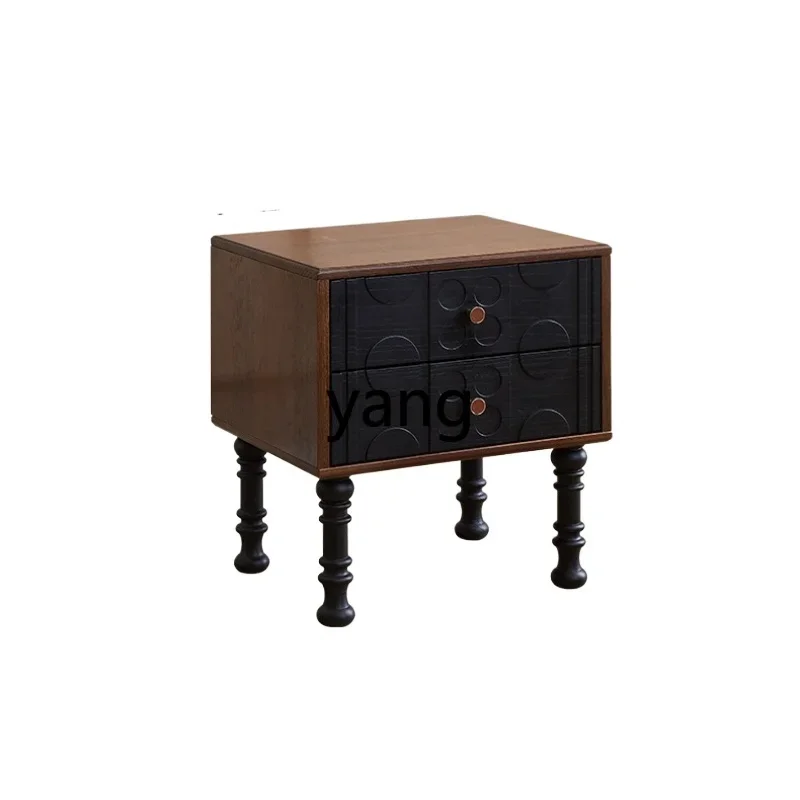 

LTT retro solid wood bedside table household bedroom small cabinet bedside storage
