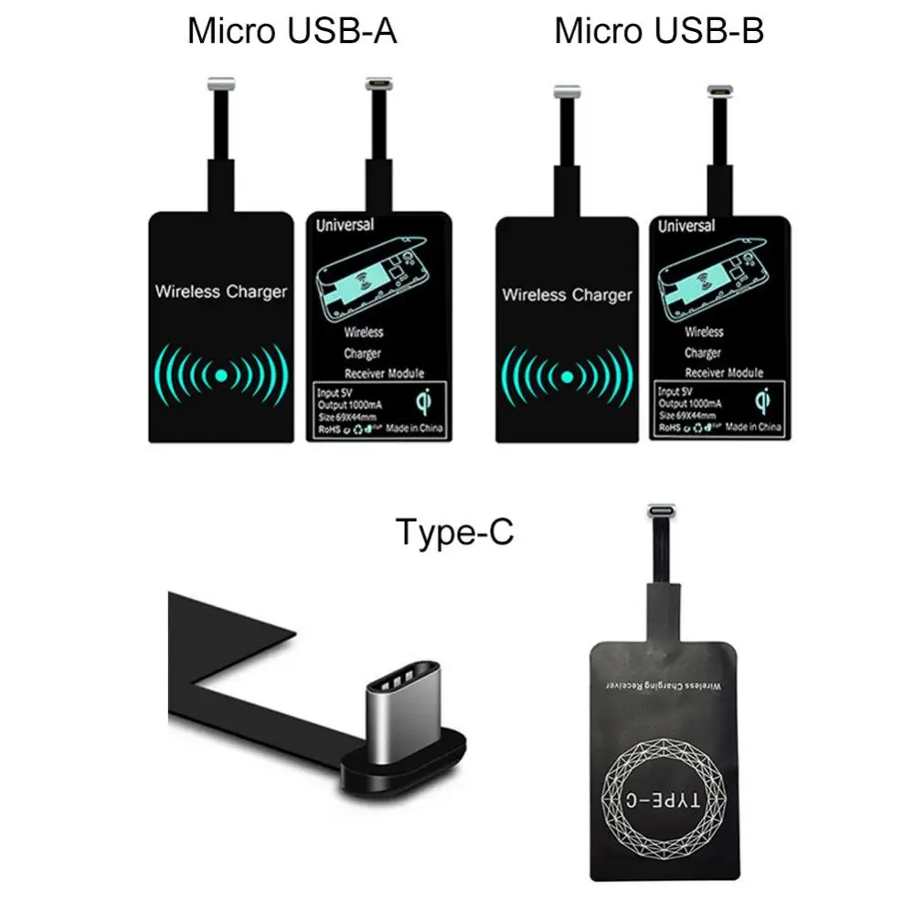 Portable Sticky USB Type C Qi Wireless Charging Receiver for iPhone