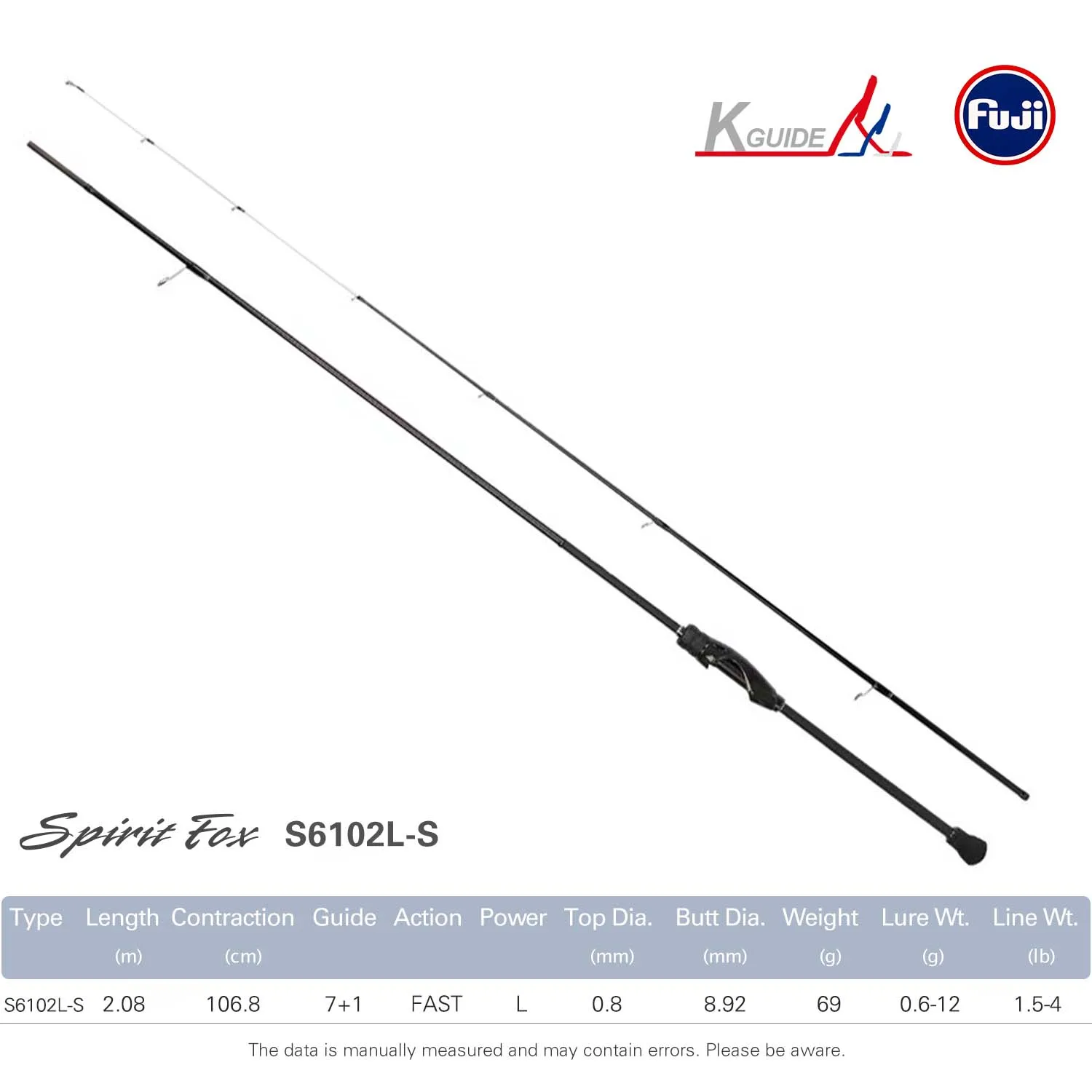 TSURINOYA Ultralight Light Game Fishing Rod Spirit Fox S6102L-S