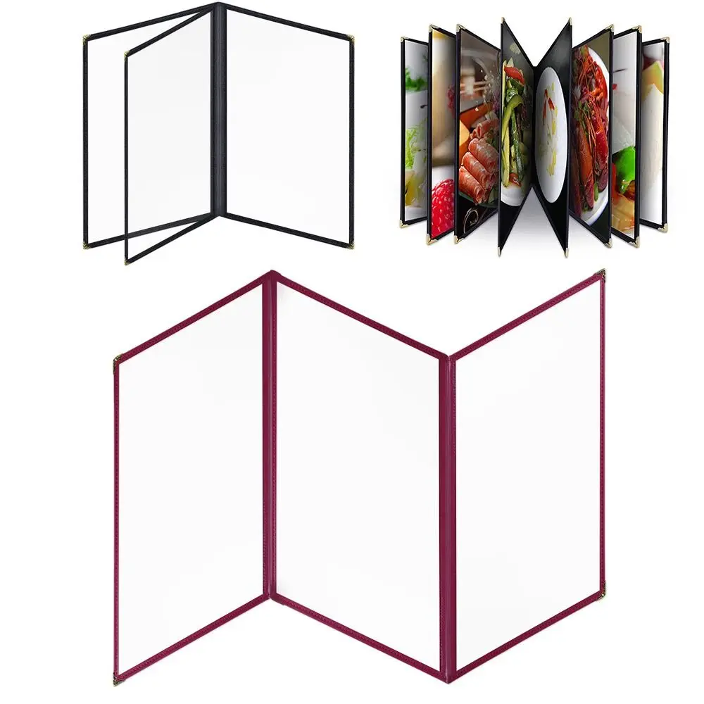 

Foldable PVC Transparent Menu Cover A4 Reusable Menus Price Display Book Protective Double Panels A4 Menu Paper Holder Kitchen