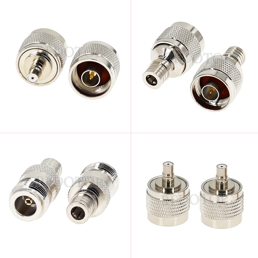 1Pcs QMA Male Female to L16 N Male Female Straight Adaptor 50 Ohm Nickel plated RF Converter Connector Nickel plated