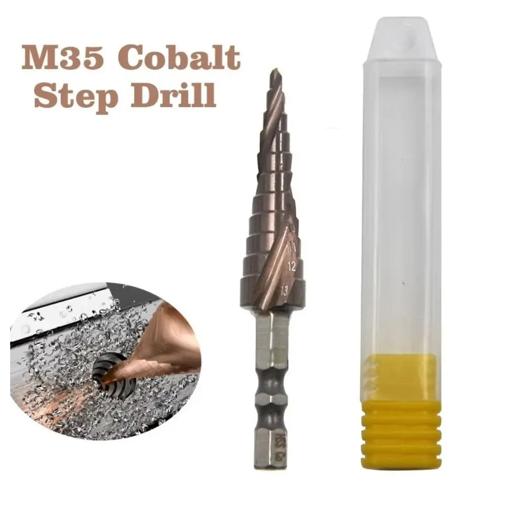 

New M35 Cobalt Containing Step Drill 4-12mm Stainless Steel Pagoda Drill Hexagonal Spiral Spiral Groove Hole Opener Wood