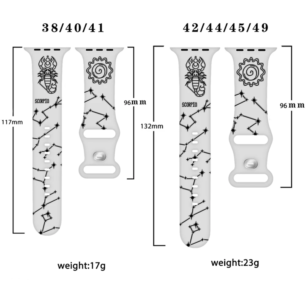 애플 워치 밴드용 스트랩, 십이지 궁수자리 암 황소 자리 염소 자리 실리콘 시계 밴드, 별자리 십이지