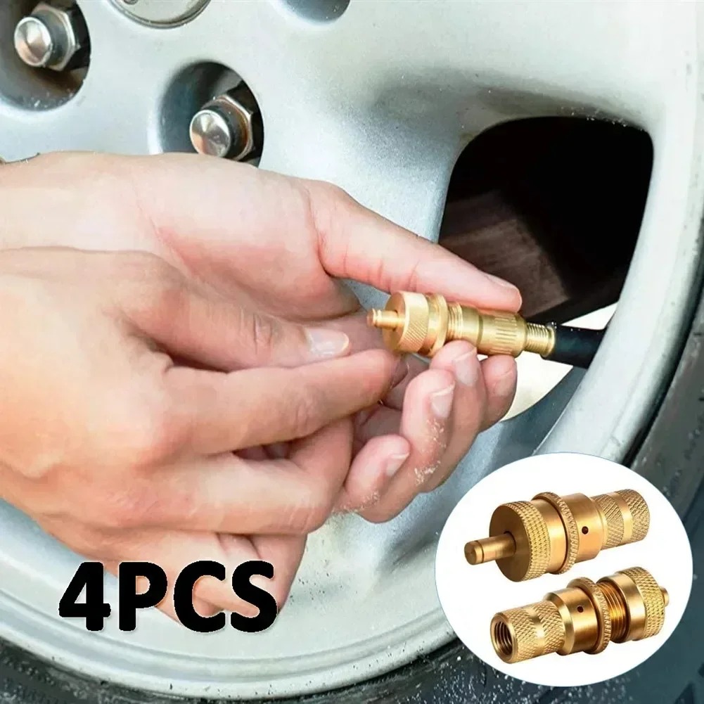 4pcs Offroad Brass Tire Deflators Kit Universal Automatic 6-30psi Tyre Tire Pressure Relief Valve Deflators Bleeder Valve Set