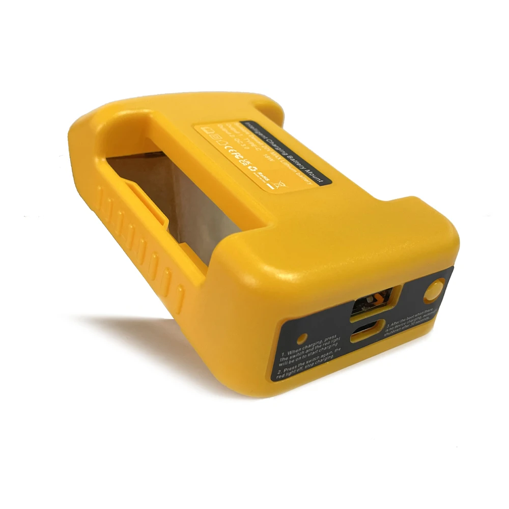 USB Charger Adapter for Dewalt 18V 20V Lithitum Battery Portable Type-C Port Fast Charging Battery Storage Rack Holder Case