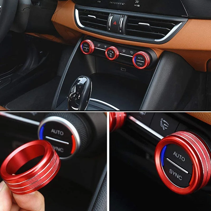 Fit for Alfa Romeo Giulia Stelvio 2015-2020 Interior Accessories Car Interior Trim Air Conditioner Knob Cover