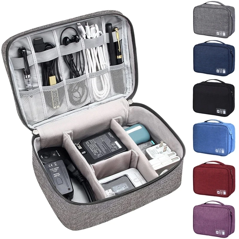 Travel Portable Electronic Organizer Waterproof Data Line USB Data Line Charger Storage Bag With Handle Cable Organizer