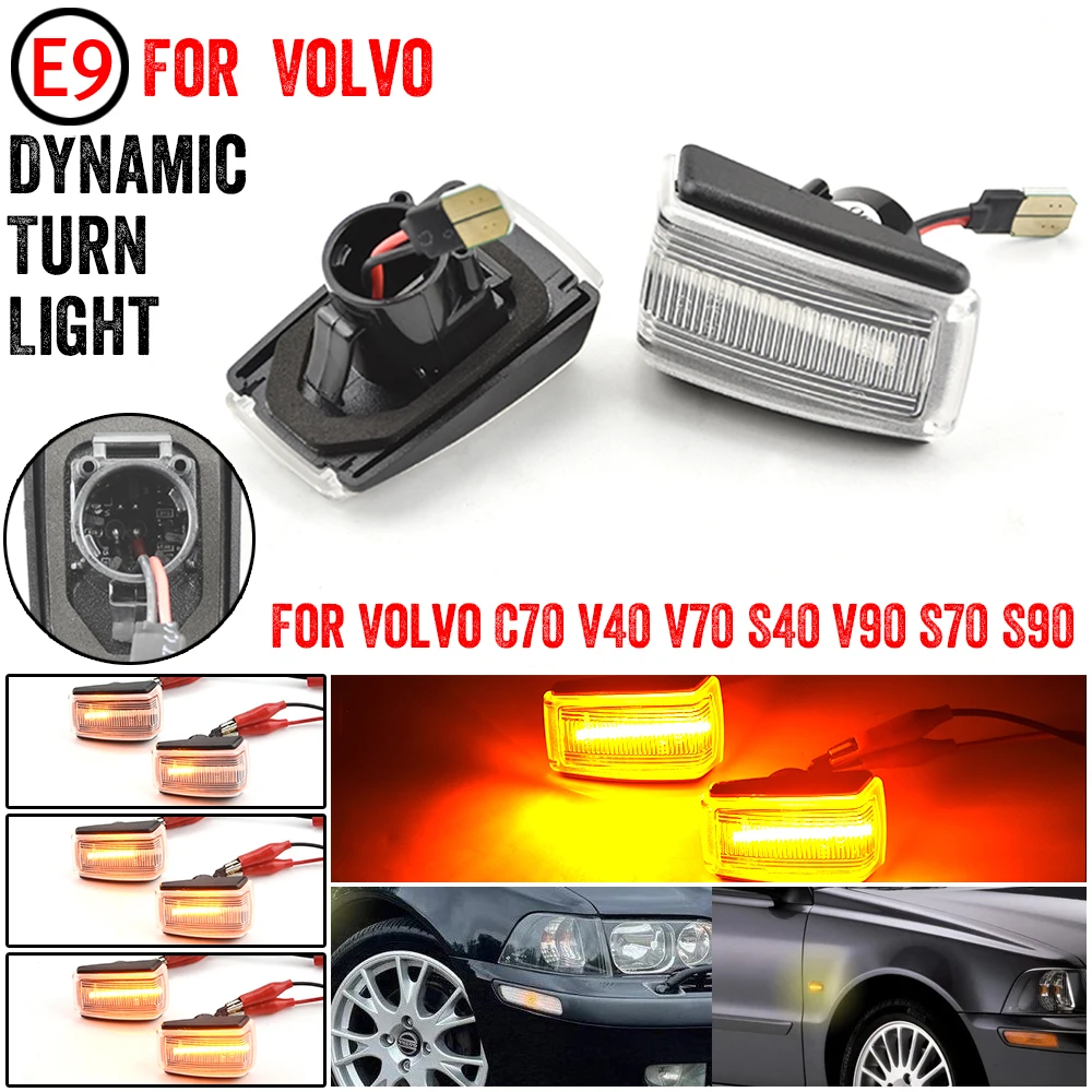 

Для Volvo 850 V40 V70 S40 240 740 C70 940 S70 S90 960 Повторитель проточной воды Динамический светодиодный боковой габаритный указатель поворота