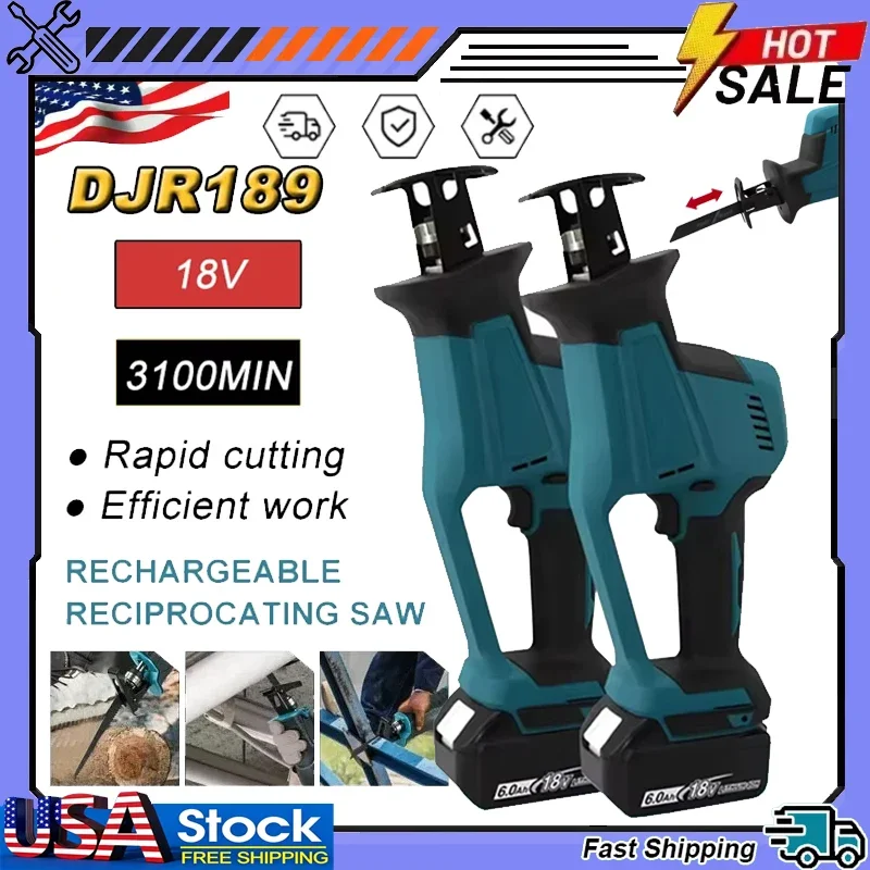 

DJR189 18V Cordless Electric Reciprocating Saw Brushless Rechargeable Wood Metal Cutting Saw Portable Saw Power Tool Fit Makita