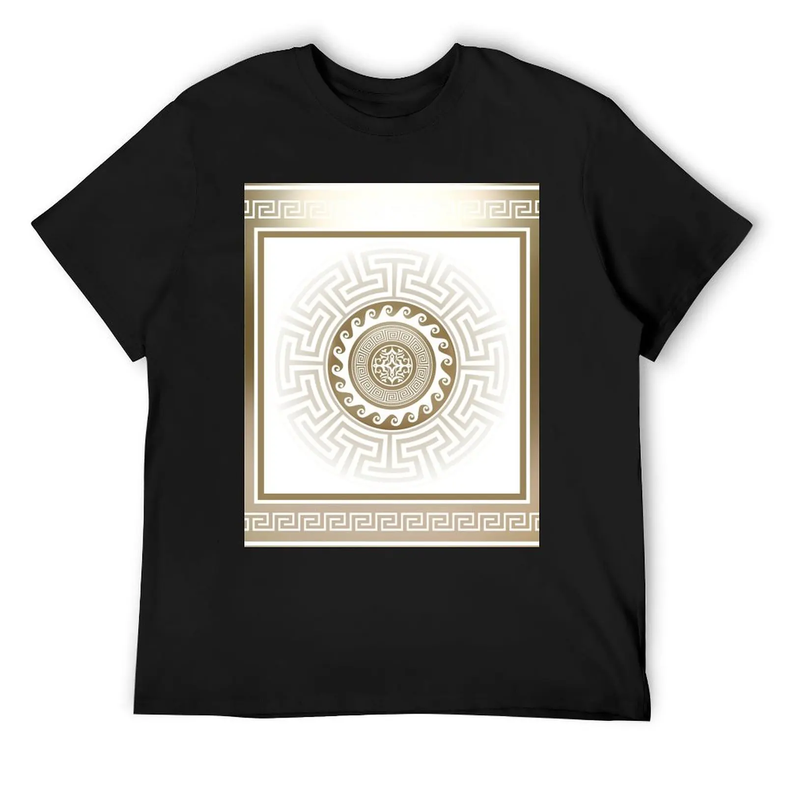 

Greek Key Meander Bronze White T-Shirt customs anime custom shirt mens fashion