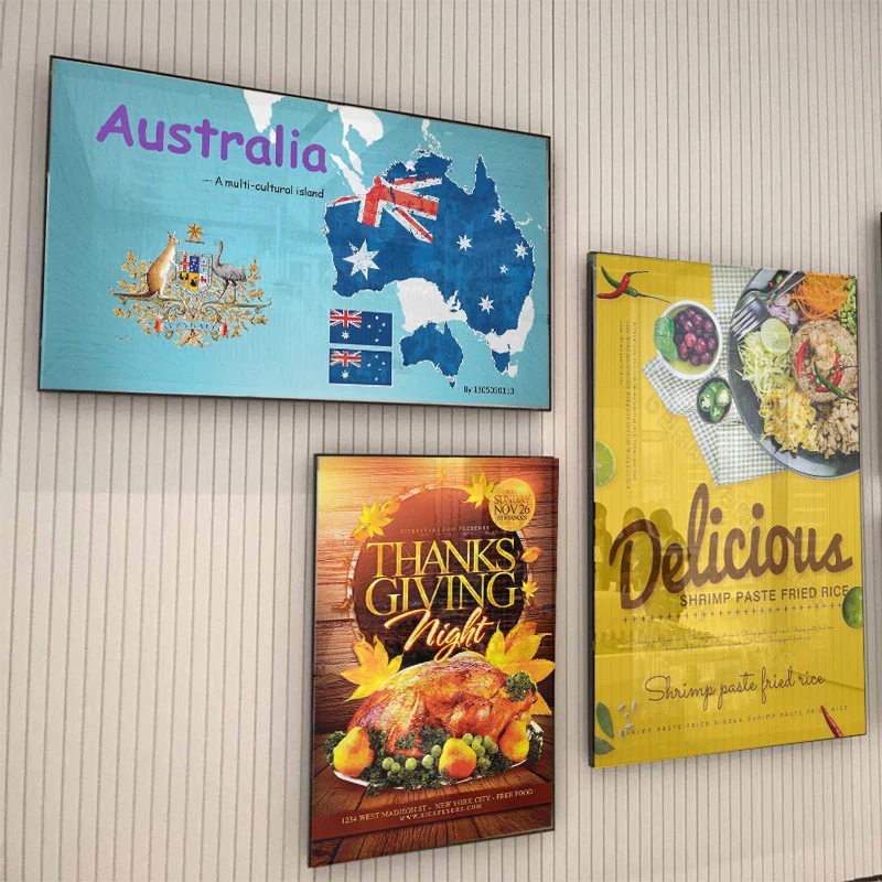 Ultra Thin Bezels Wall Mounted Commercial Playing  Ips Screen 32