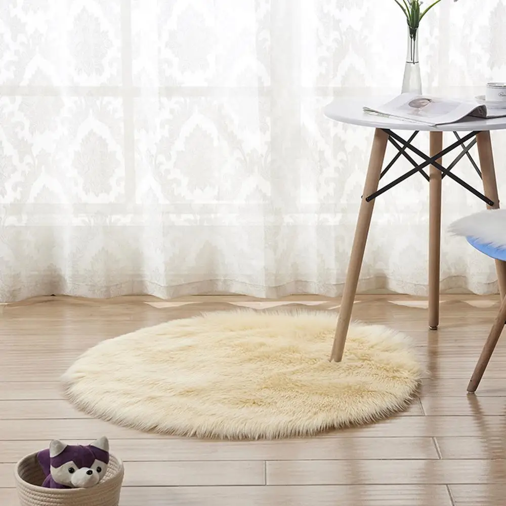 Super Soft Plush Round Rug Mat Fluffy White Carpets For Living Room Home Decor Bedroom Kid Room Decoration Salon Thick Pile Rug