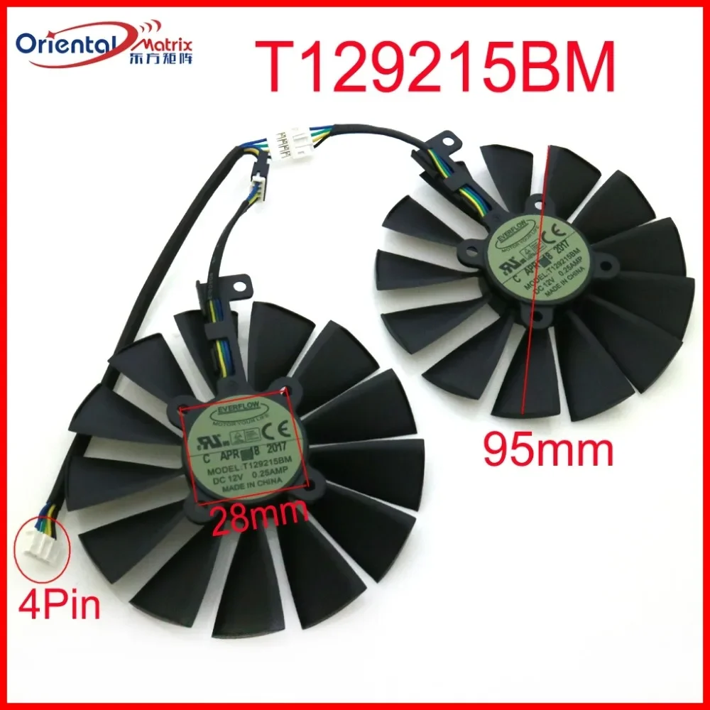 T129215BM T129215SM 12V 0.25A 95mm VGA Fan For ASUS GTX1080Ti GTX1070Ti GTX1050Ti RX580 RX570 RX470 Graphics Card Cooling Fan