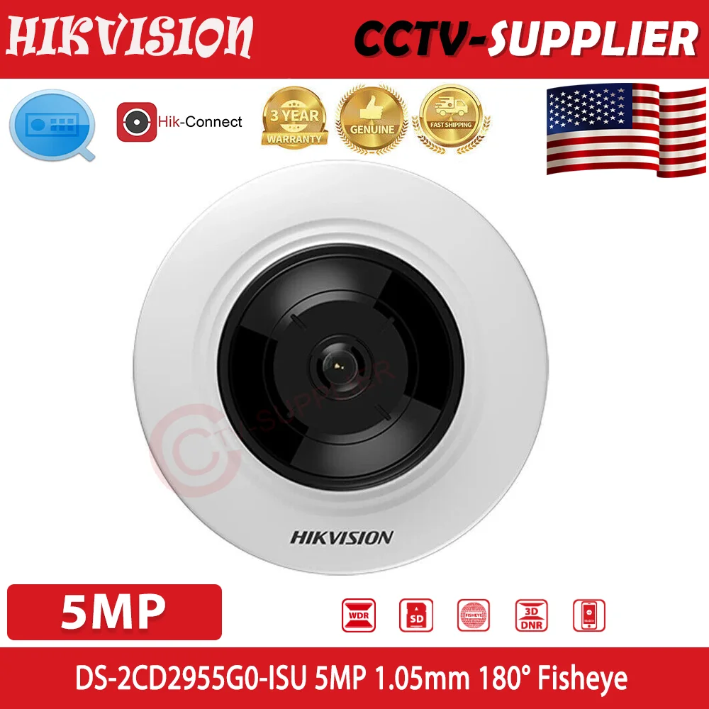 

Hikvision 5MP 180° fisheye view IR IP Camera