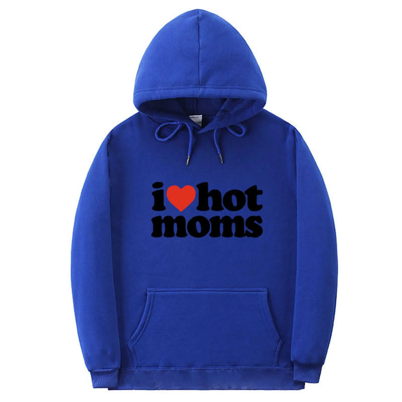 

I LOVE HOT MOMS Letters Printing Men's and Women's Casual Sports Sweater Autumn and Winter Thread Bottom Hem Sweatshirt Coat