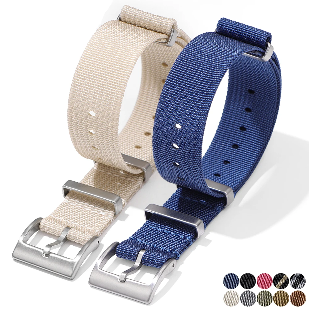 18mm 20mm 22mm 나일론 짠 캔버스 시계 밴드 고급 강철 바늘 버클 스트랩 세이코 군사 스포츠 손목 벨트에 대한 유니버설 팔찌