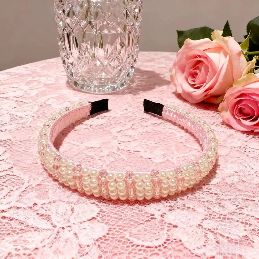 

Pearl And Crystal Embellished Headband For Women Elegant Hair Accessory