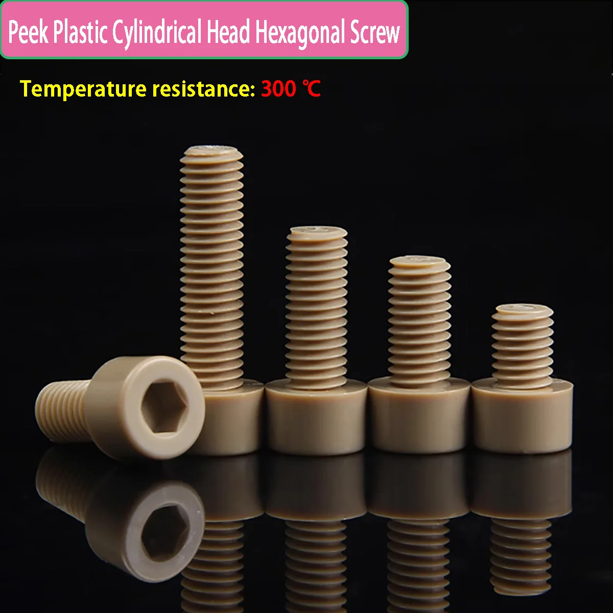 

PEEK Plastic Socket Head Cap Screw - High Temp Resistant High Strength Nylon Insulated Hex Socket Bolt