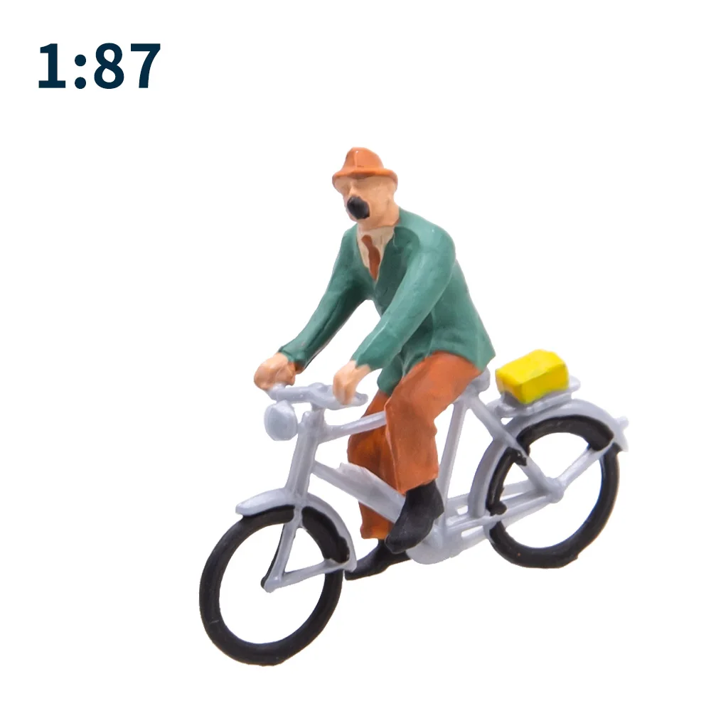 1pc 1:87 HO Scale Riding Figures Random Cyclists Model Painted People ABS Toys Architecture Building Layout for Diorama