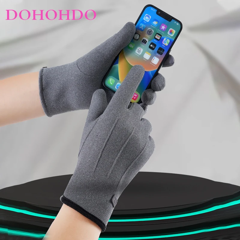 2026 Men Winter Touch Screen Velvet Gloves Self-heating Thick Warm Cycling Driving Cotton Gloves Black Gloves Перчатки Зимние