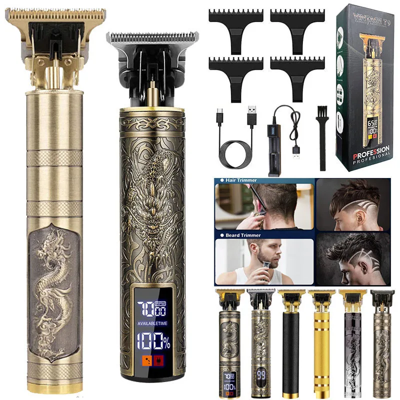 

Professional Vintage Wireless Usb Rechargeable Women Men Edger Beard Body Barber Shop Electric Hair Shaver Haircut Razor Machine