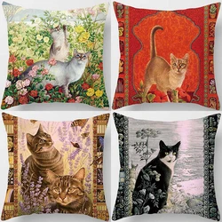 Vintage Cat Series printed pillowcase Living Room Sofa Chair Bed cushion cover Bedroom Home Decoration Hug Pillowcase