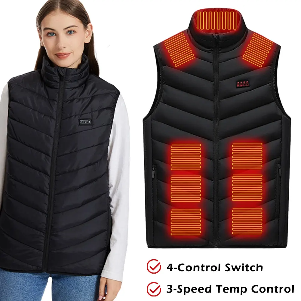 Gilet Chauffant Homme USB 10000 MAh – 5 Zones Chauffantes, 3 Températures, Batterie Longue Durée, Idéal Camping Randonnée Ski Hiver