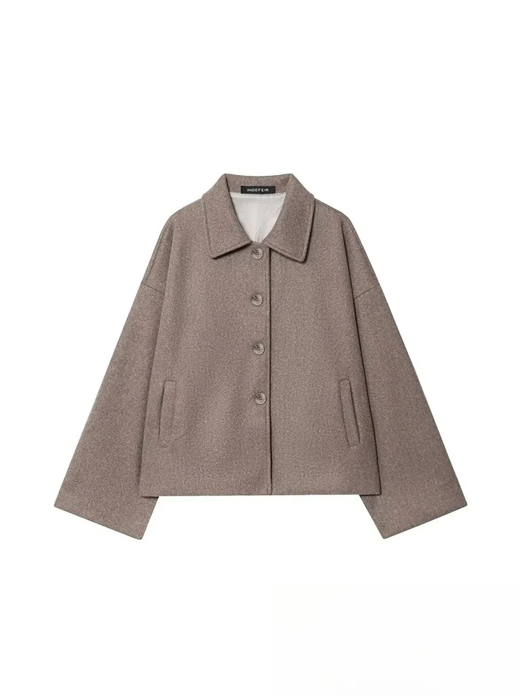 

KONDALA повседневное винтажное шикарное женское пальто с однотонным отложным воротником, однобортное свободное пальто с карманами, модное осеннее пальто 2025 г.