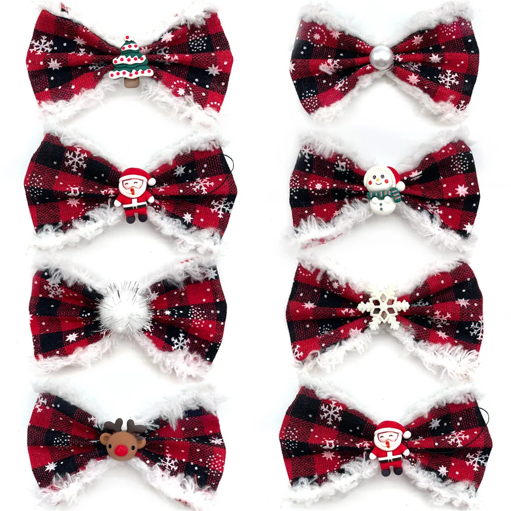 50PCS Christmas Dog Accessories Pet Collar Charms Movable Dog Bowties Dogs Grooming Products Small Dog Accessories Pet Supplies