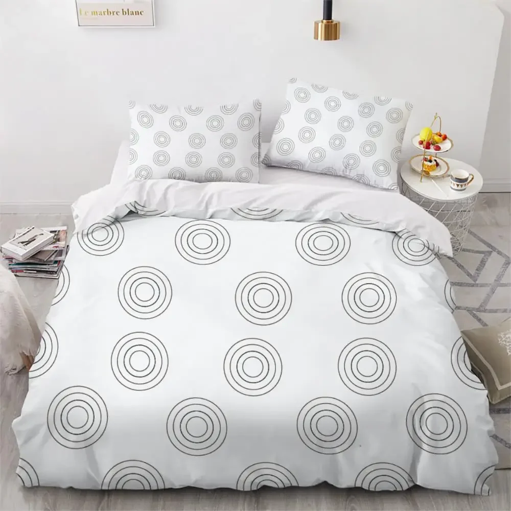 Geometry Duvet Cover Set Simple Circles Grid Pattern Comforter Cover Microfiber Geometric Shape Bedding Set for Boys Adult Gift