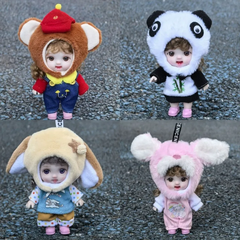 

Hot Mini Pocket Doll 17cm Smile Surprised Expression Girls Toy Birthday Gift Holiday Gifts Cute Animal Design Keychain Xmas Gift