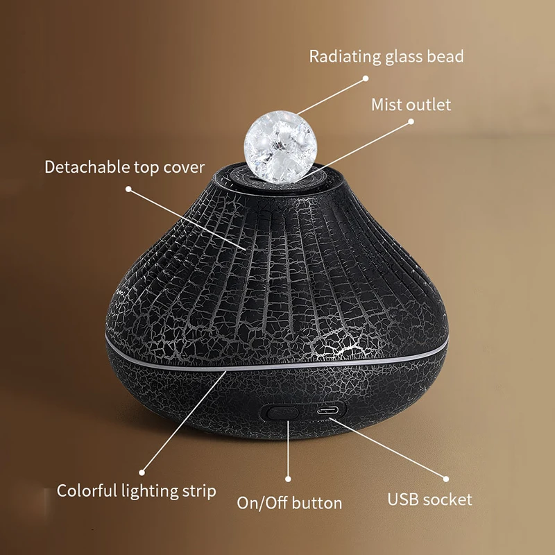 ناشر للرائحة البركانية مع لهب ملون ضوء ليلي ، مرطب هواء محمول ، مصباح USB ، مصباح زيت أساسي ، من من من من من من من نحن ؟