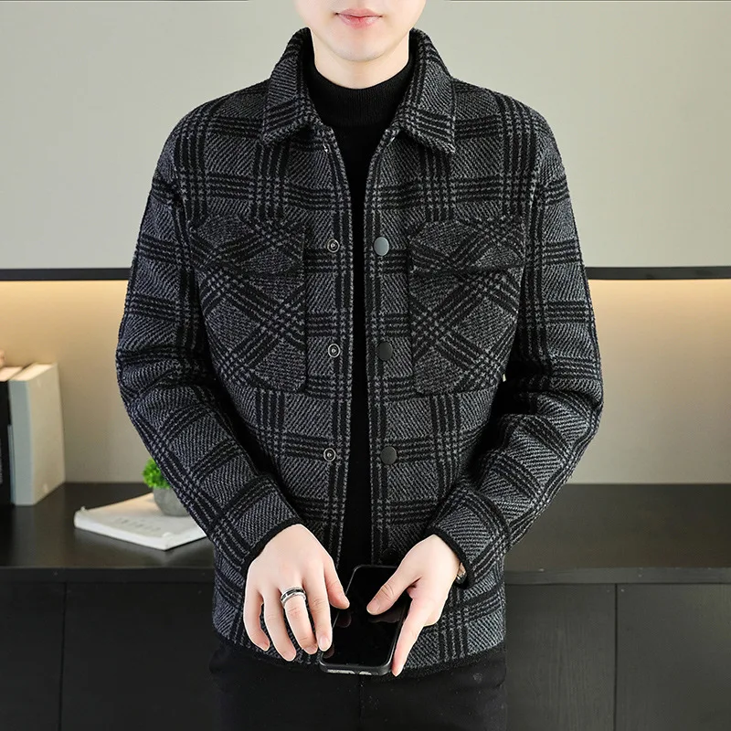 

Men's collar jacquard shortcoat outer