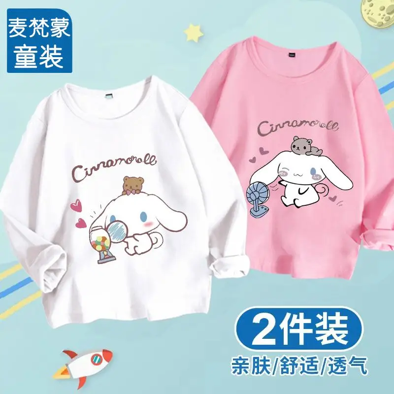 

2Pcs Sanrio Cinnamoroll Children Cotton Long Sleeve T-Shirt Girl Heart Cartoon Cute Anime Autumn Babys Clothes Tide Gift for Kid