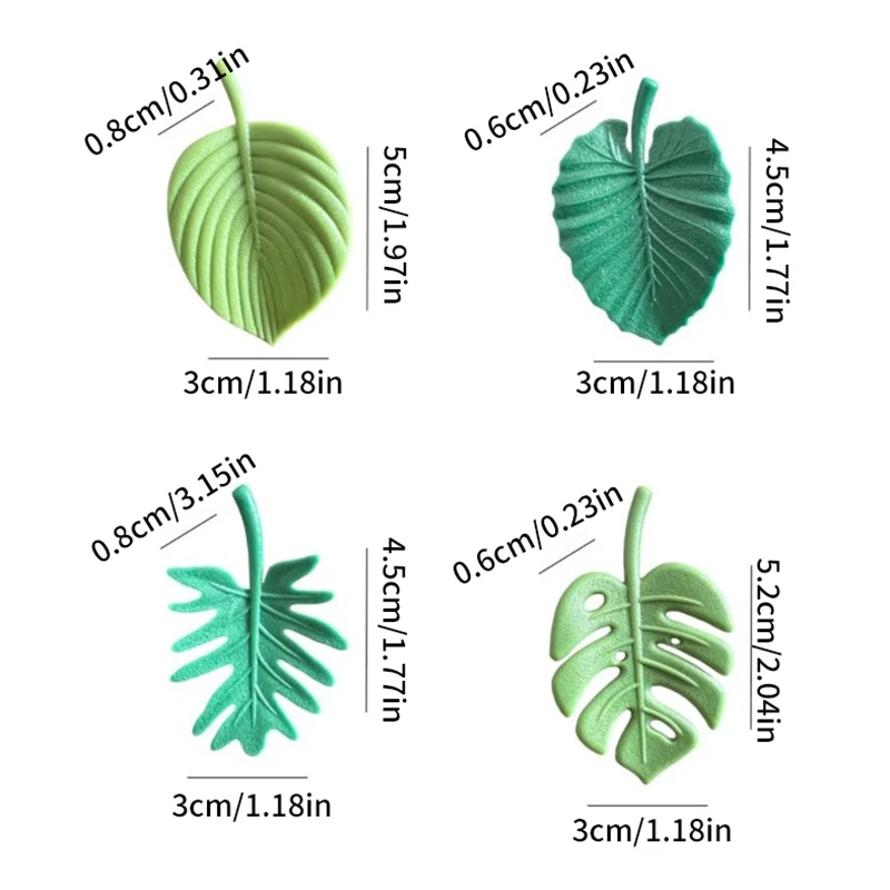 4Pcs Fridge Magnets ABS Mini Refrigerator Stickers Waterproof Fixing Refrigerator Magnets Tropical Leaves Fridge Stickers