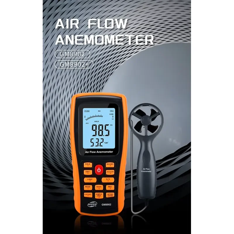 GM8902 Pro HVAC Anemometer High Precision Wind Speed Air Flow Meter with Temperature USB Data Storage