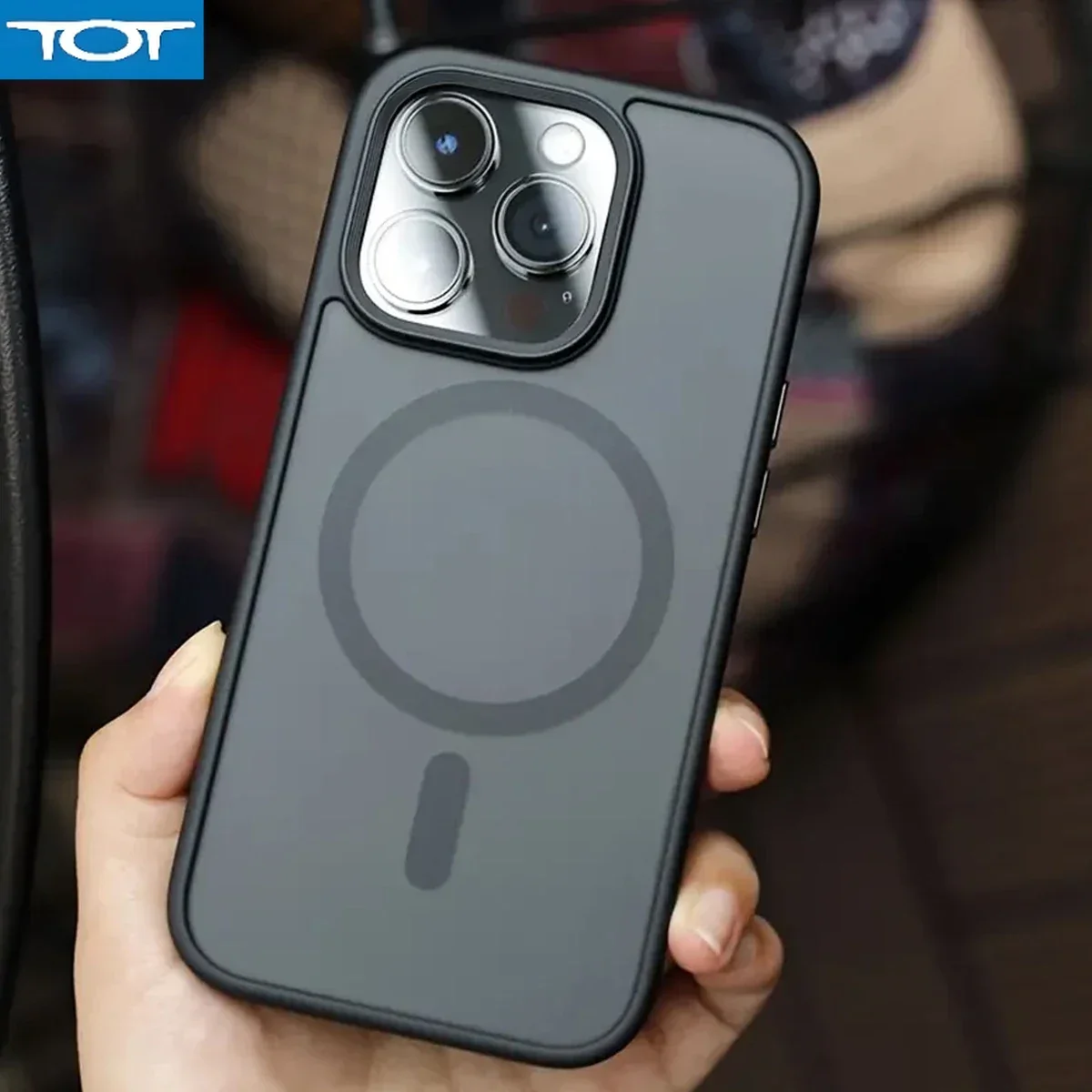 Magnetic matte black phone case, higher than the lens protection design, suitable for iPhone 16 15 14 13 12 11 Pro Max Plus