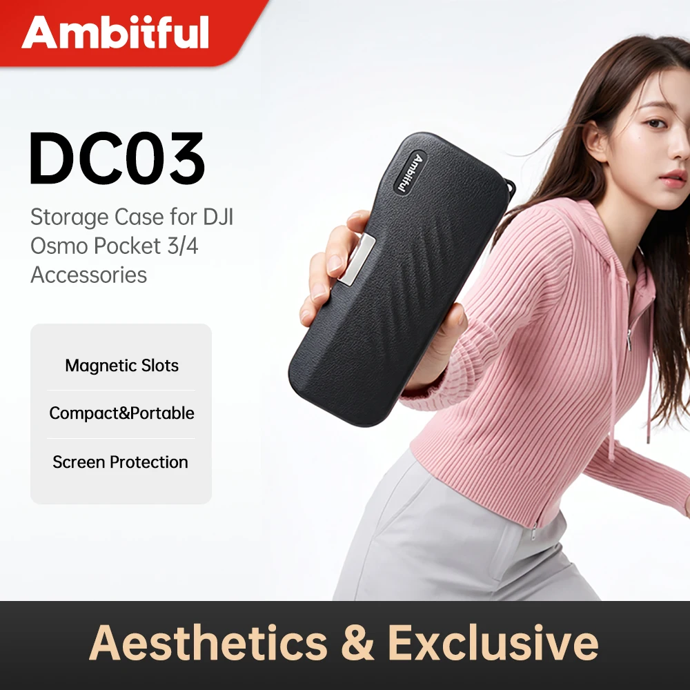 Ambitful DC03 Opbergtas met compartimenten, schokbestendig en impactbestendig, draagtas voor DJI Osmo Pocket 3 / Pocket 4