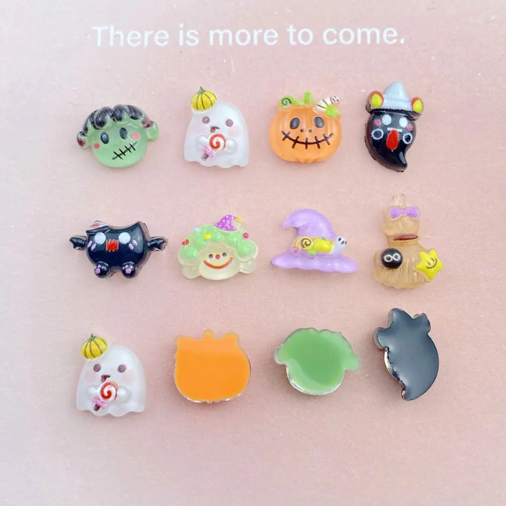 50Pcs New Cute Resin Colorful Halloween Collection Flat Back Ornament Jewelry Making Manicure Hairwear Accessories