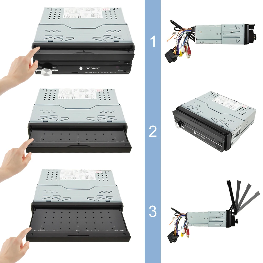 Podofo 7 بوصة 1Din 8Core راديو السيارة أندرويد Carplay شاشة قابلة للسحب مشغل وسائط متعددة 8 + 128G السيارات واي فاي 4G DSP نظام تحديد المواقع والملاحة #2