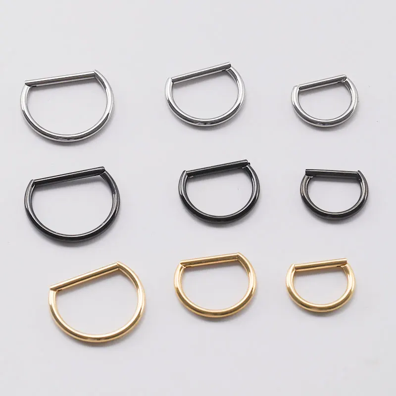 1Pcs G23 Titan Piercing 16G 8/10/12mm Nase Ring D Form Segment Ring Clicke knorpel Tragus Helix Lippen Piercing Körper Schmuck – Detail 9