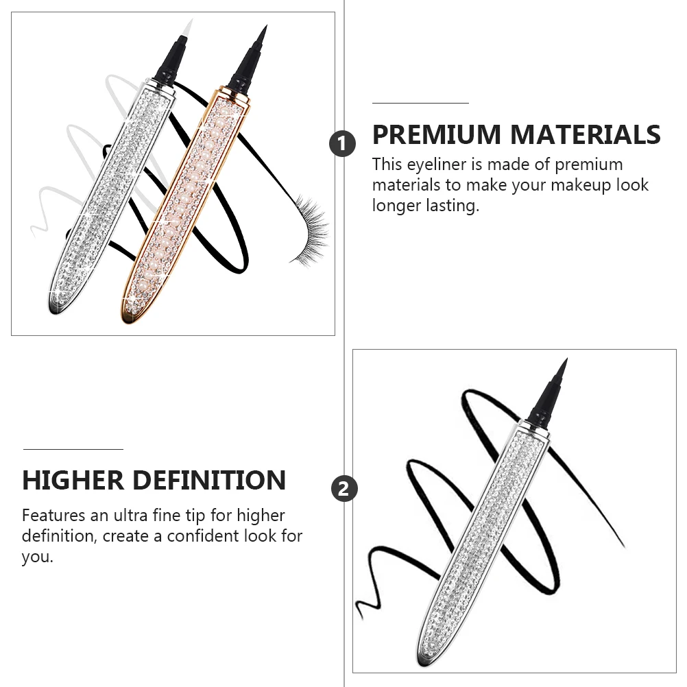 2Pcs Waterproof Self-Adhesive Eyeliner Pens With And Ultra-Fine Tip For Smoky Eyes And Makeup Supplies