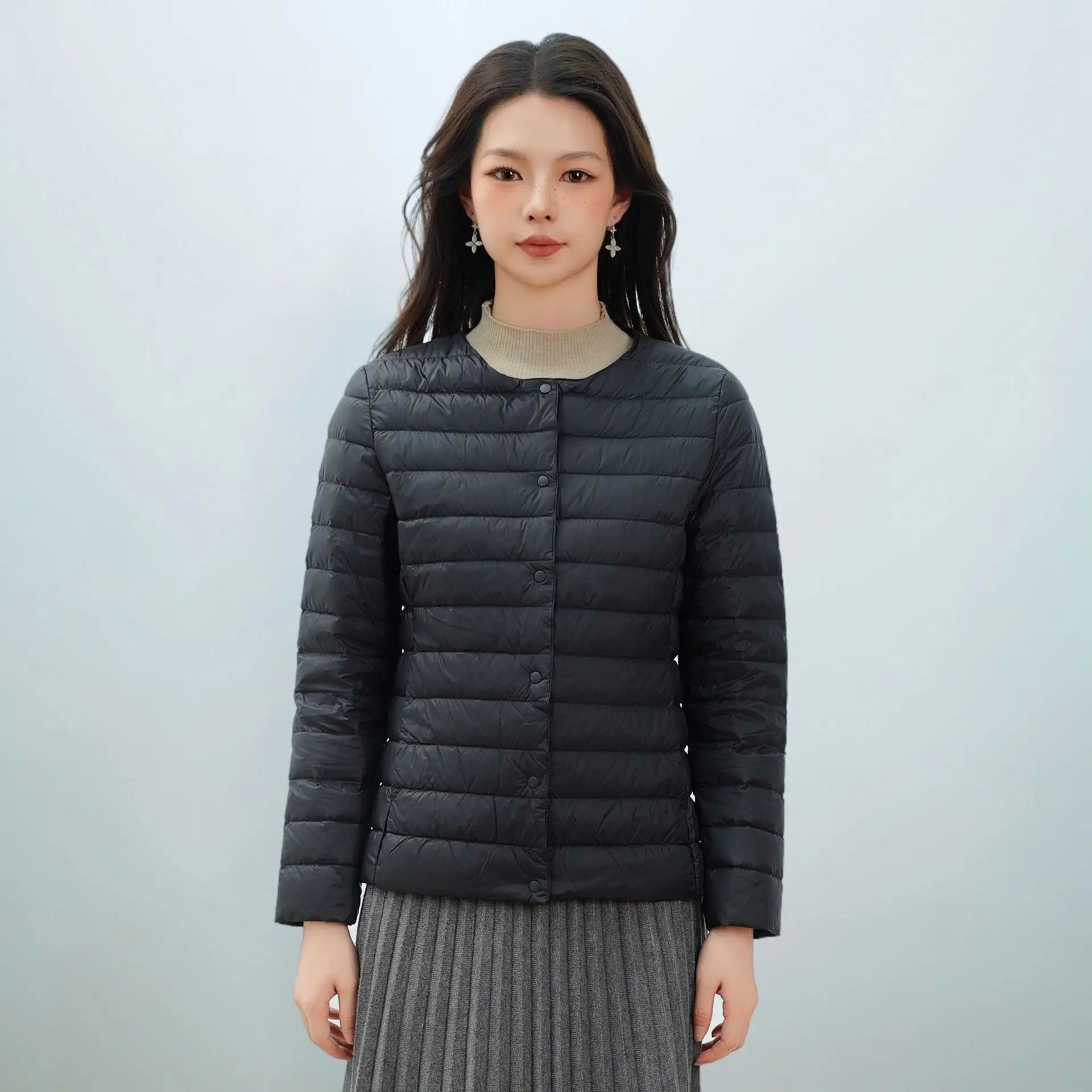 معيار جديد 90% أسفل ملء، سترة منتفخة نسائية مستديرة/رقبة على شكل حرف V. دفء خفيف الوزن، نمط جهد. #5