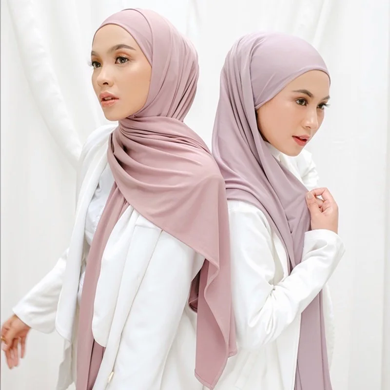 Solid Jersey Modal Hijab Instant Hijab Scarf For Woman Muslim Hijab Shawls Ladies Long Wraps Ethnic Islamic Headband 170*85cm