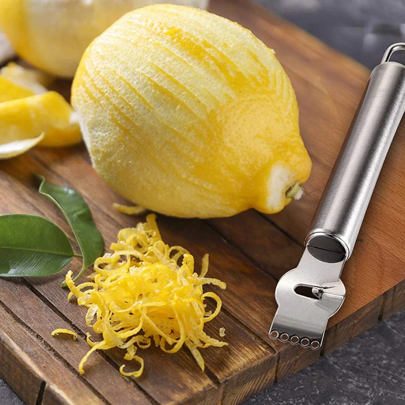 Rallador de limón de acero inoxidable, pelador de cítricos, herramientas para pelar naranja lima, pelador de frutas, utensilios de cocina, accesorios de Bar