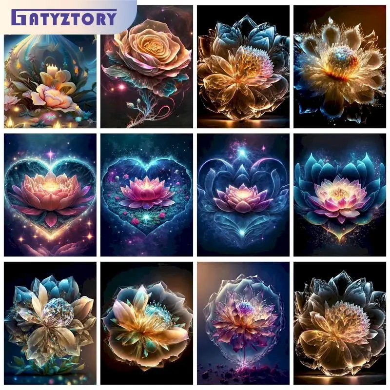 

GATYZTORY Painting By Numbers For Adults Colorful Rose Handpainted Personalized Gift Frame Paint With Numbers For Home Decors