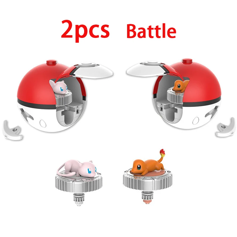 2pcs Pokemon Launcher Gyroscope Rotating Children\'s Arena Toy Set Pikachu Battle Plate Pok é Ball Boy Birthday Christmas Gifts