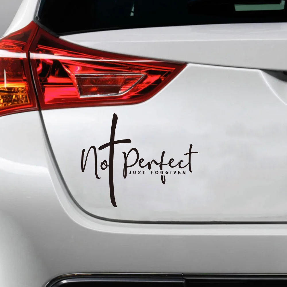 Not Perfect Just Forgiven Cross Car Sticker  Christian God Jesus Auto Vehicle Bumper Windshield Windscreen Hood Decal Decor