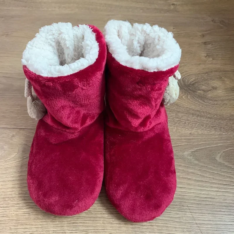 

House Slippers Boots Women Female Winter Fur Ball Contton Plush Anti Skid Non Slip Grip Soft Sole Indoor Home Fluffy Shoes Flat